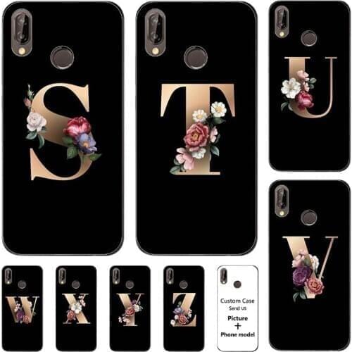 Flower 26 English Name Letters Custom Initial Case For Huawei Honor Play For Honor 8C 8S 8X Y5 2019 Soft Silicone Cover