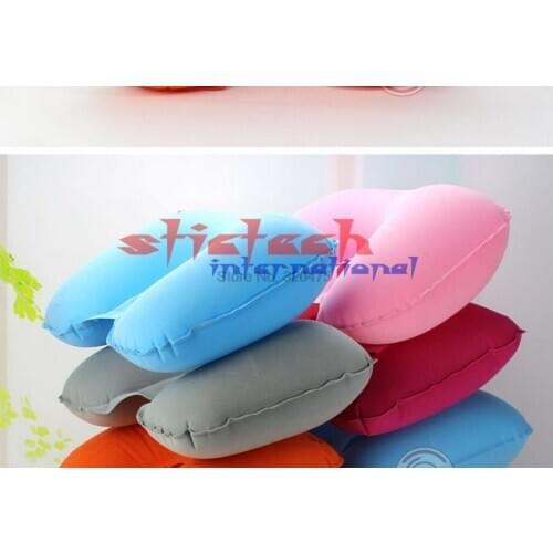 By dhl or ems 100 pcs Air Inflatable Pillow U shape Neck Rest Air Inflatable Travel Plane train Convenient portable