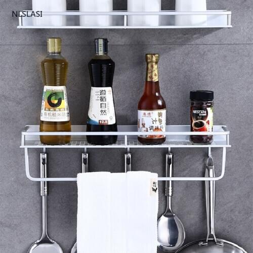 Creative Space Aluminum Shelf Bathroom Kitchen Shampoo Storage Rack Holder Cup Bathroom Accessories Towel Hanging Punch-free