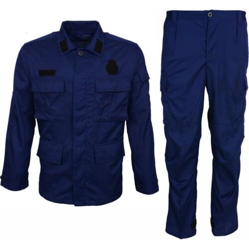 Long Sleeve Wearproof Military Uniform Outdoor Field Tactical Jacket Pants Navy Blue Army Combat Training Clothes Winter Summer