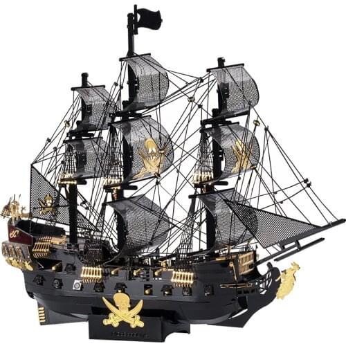 Piececool 3D Metal Puzzle P151Pirate Ship Military Assembly metal Model kit DIY 3D Laser Cut Model Puzzle Toys for Children