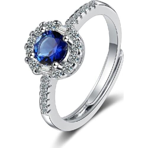 Fashion Ring 925 Silver Jewelry with Sapphire Zircon Gemstones Open Finger Rings for Women Wedding Promise Party Accessories