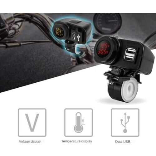 Motorcycle Mobile Phone Socket Waterproof 2 USB Red
