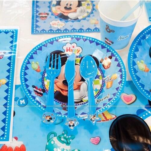 Cartoon Mickey Mouse Kids Birthday Baby Shower Party Decorations Disposable Tableware Supplies 6pcs Paper Cup Plate Candy Box