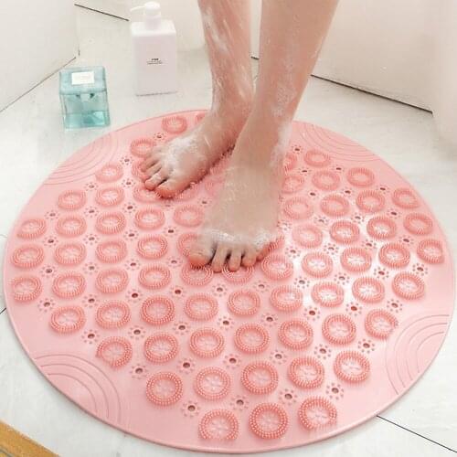 Non-slip Bathroom Mat Massage Shower Floor Mat With Drainage Hole In The Middle Suitable For Shower Room Round Floor Pad