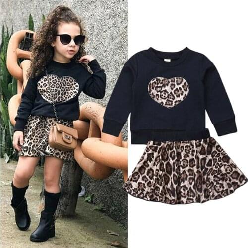 2019 New Toddler Baby Girl Autumn Winter Clothes Set Long Sleeve Sweatshirt Tops Leopard Mini Skirt Outfits Clothes Set