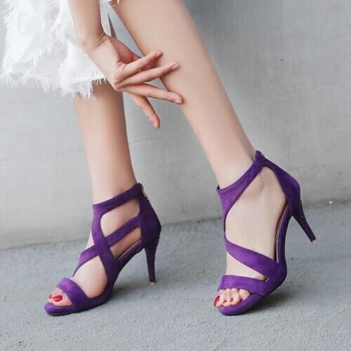 2020 New Women Sandals High Heels Gladiator Strap Fashion Shoes Woman Sandalias Mujer Ladies Sandals Plus Size 32-43 Red Black