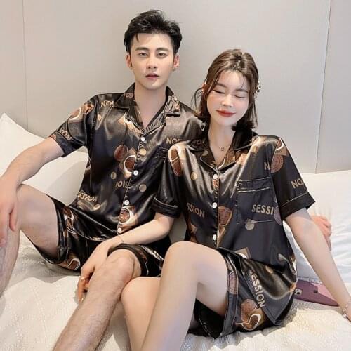 New Sexy Pajama Sets Satin Silk Pajamas Couple Sleepwear Family Pijama Lovers Night Suit Men Women Casual Home Clothes For Women