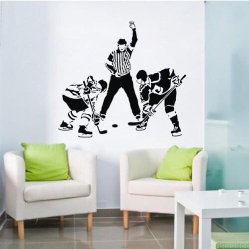 New Three Ice Hockey Ball Player Wall Stickers Sports Living Room Mural Sport Vinyl Art Decal Removable Home Decor joy004