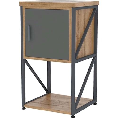 Space Office Metal Office Cabinet Bookshelf Shelf Line 002 Caucasian Oak-Anthracite