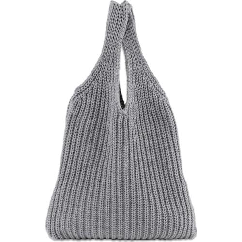 2020 Original Needle Handbag Pure Color Hand-knitted Wool Wrist Bag Autumn Winter Korean version of Knitted Woven Simple Handbag