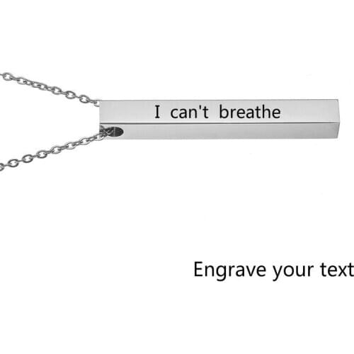 Personalized Square Bar Necklaces Engraved Name/Letter/Phone/Date Custom Necklace Stainless Steel Jewelry For Women Men Gift