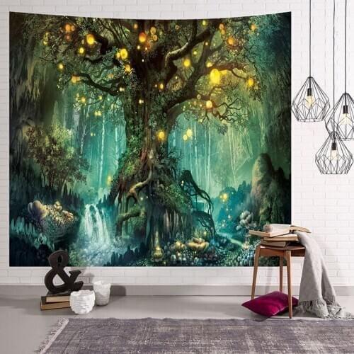 Psychedelic Wishing Tree Starry Night Forest Tapestry 3D Print Wall Hanging Home Living Room Bedroom Tapestry CLH@8