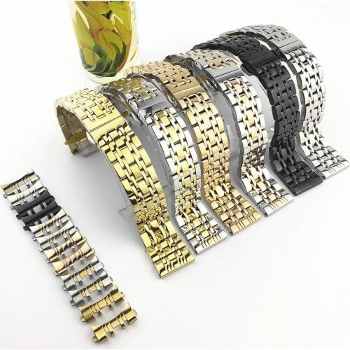 20mm 22mm 24mm Stainless Steel Watch Band Strap Silver Polished Mens Butterfly buckle replace Metal Watchband Bracelet for seiko