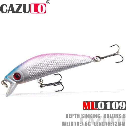 Minnow Fishing Accessories Lures Isca Artificial Weights 7.5g 72mm Baits Sinking De Pesca Wobblers Trolling For Pike Fish Leurre