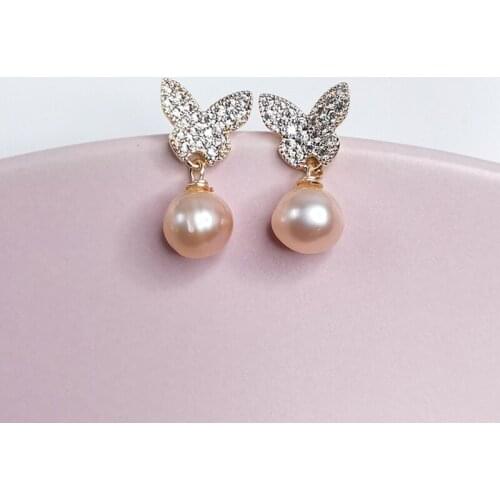 DAIMI Freshwater Pearl Studs Earrings Trendy Butterfly Earrings For Women