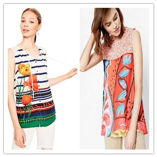 Spanish style sleeveless chiffon shirt