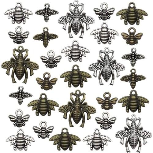 Mix 80pcs Bee Charms Craft Supplies Honeybee Pendants forJewelry Findings Making Accessory For DIY Necklace Bracelet