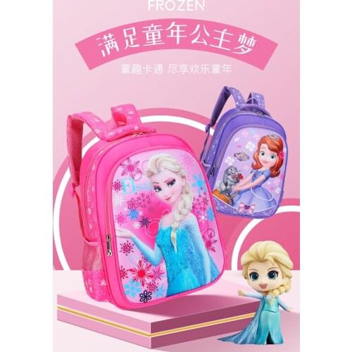 Disney Frozen Elsa Sophia Kids School Bag Cartoon Backpack Baby Girl Book Bag Waterproof Knapsack Cute Satchel Childrens Gift