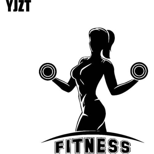 YJZT 13.9*16CM Strong Strengthful Super Power Fitness Girl Popular Fashion Style Vinyl Decal Black/Silver Car Sticker C20-0795