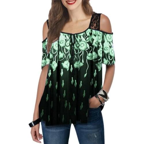 Summer Short Sleeve Lace Shirt Women Cothes Fashion Print Square Collar Loose Tops And Blouses Casual Plus Size Streewear Blouse