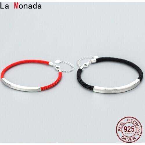 La Monada Couple Red Thread For Hand 925 Sterling Silver Bracelet Red Thread String Rope Bracelets For Women Silver 925 Black