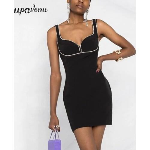 Free Shipping 2021 New Summer Diamond Bandage Dress Women Sexy Sleeveless Bodycon Mini Dress Club Party Fashion Runway Vestido