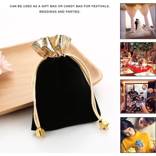 10pcs/lot 7x9cm Black Velvet Fabric Drawstring Pouches Bags for Jewelry Christmas Gifts Package