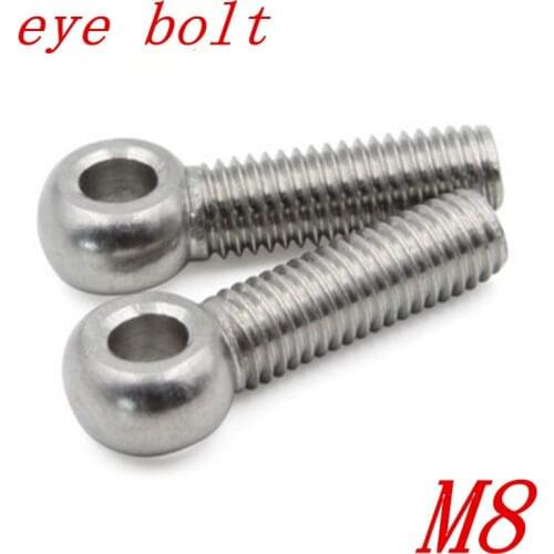 10pcs/lot M8*20/25/30/35/40/45/50/60/70/80/90/100/110/120 304 stainless steel eye bolt