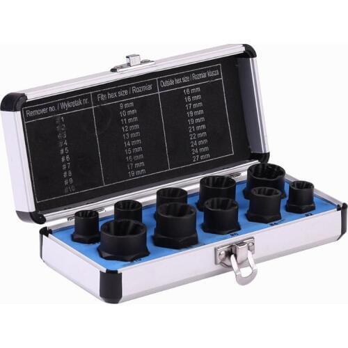 10pcs Damaged Nut Bolt Remover Kit Stud Extractor Broken Bolt Screw Remover Hand Tool