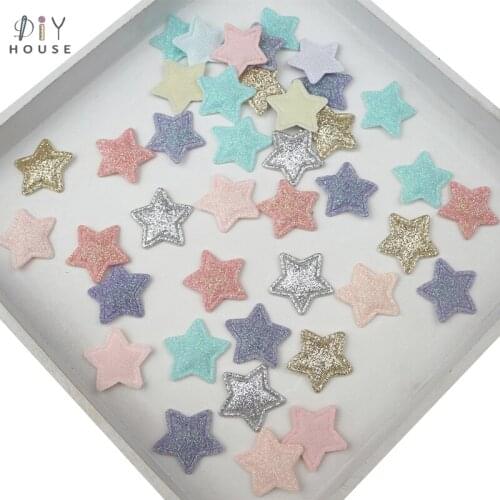 100Pcs Glitter Padded Stars DIY Craft Supplies Garment Accessories Pentagram Patches Kids Headwear Hair Pin Material Embossing