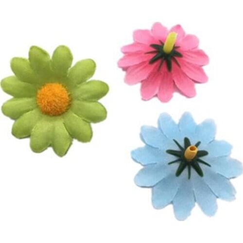 200pcs 4CM Silk Sunflower Artificial Daisy Flower Heads For Wedding Party Decoration DIY Gift Box Wreath Craft Fake Flowers