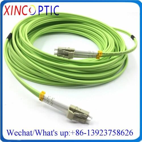 25Mts LC/ST/FC/SCPC MM Duplex OM5 3.0mm 25M Lime Green Color PVC Wideband Multimode Two Cores Fiber Optic Patch Cord/Leads Cable