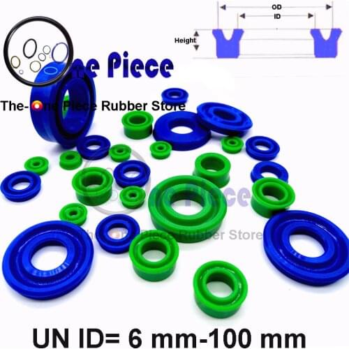 5pcs a bag UHS ID=6-100 mm U Cup Hydraulic piston rod U-ring single acting seal symmetrical polyurethane lip Rubber PU UN buffer