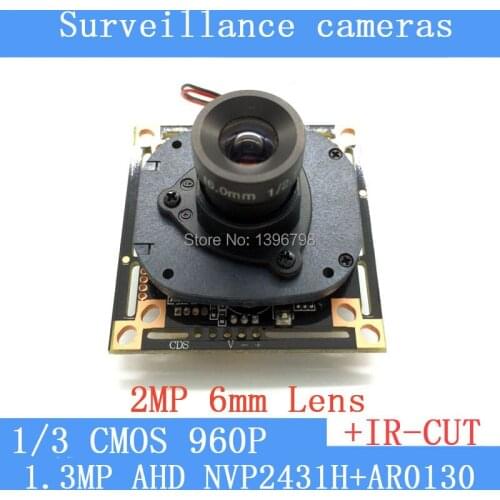 1.3MP AHD mini night vision surveillance cameras 1/3 "CMOS 6mm Lens CCTV 960P Camera Module size 38 * 38mm / 32 * 32mm