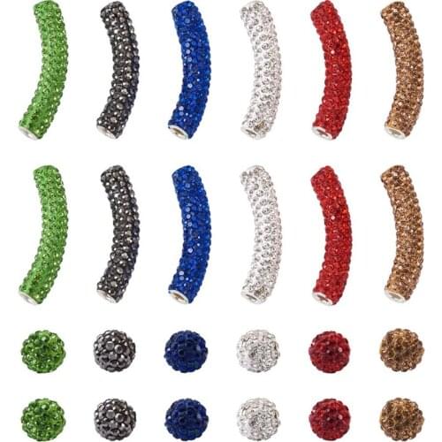 1 set Brass Tube Bead Rhinestone Beads Bead Space for Jewelry Making DIY Bracelet Craft Supplies 45~47x9mm Hole: 4mm