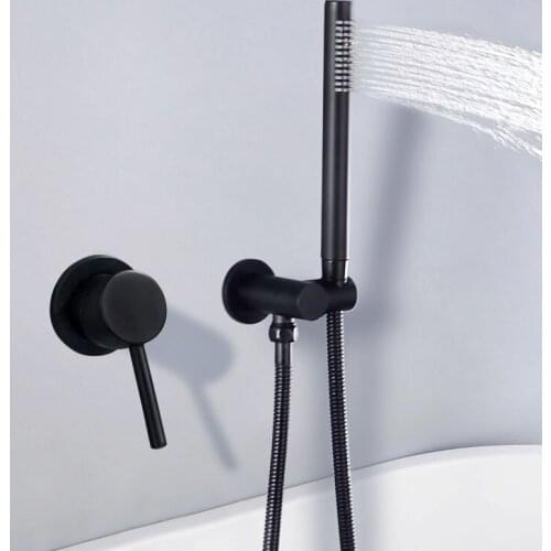 Black bathroom electrical device Bathroom shower joint taps fixed on the brass wall shower tap joint blender