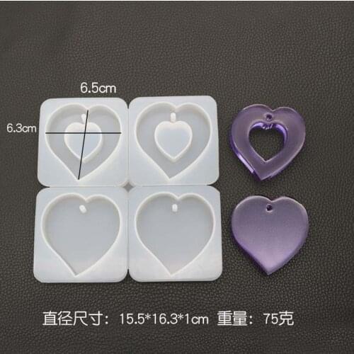 Diy Crystal Epoxy Listing Mold Heart-shaped Round Wave Pendant Resin Plaster Silicone