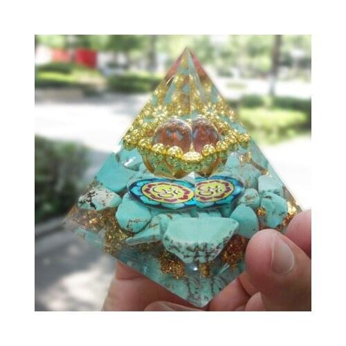 Malachite Crystal Sphere Orgonite Pyramid 60mm with Obsidian Gemstone Reiki Chakra Energy Orgone Pyramide Collection