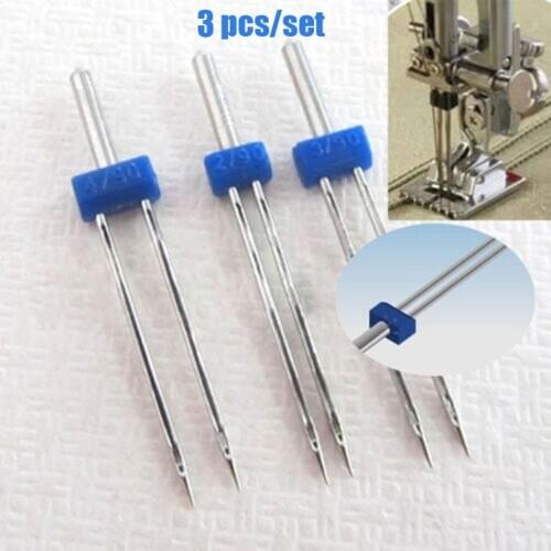 3Pcs Needle Size 2.0/90 3.0/90 4.0/90 Double Twin Sewing Machine Needles Pins