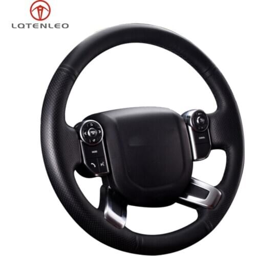 LQTENLEO Black Aatificial Leather Car Steering Wheel Cover For Land Rover Discovery 5 2017 2018 2019 Range Rover vogue 2013-2018
