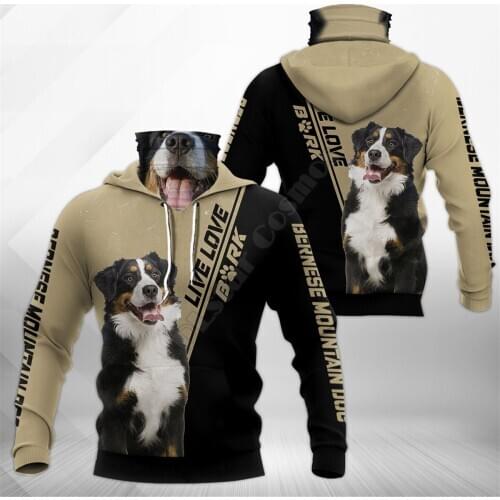 Love Bernese Mountain Dog 3D Printed Hoodies Fashion Sweatshirt Women Men Casual Pullover Hoodie Mask Warm Cosplay Costumes