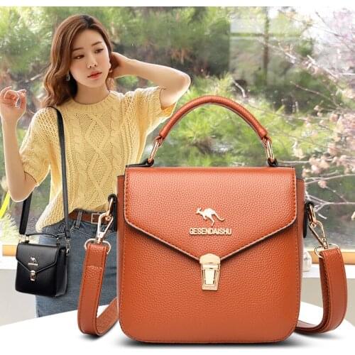 Small Square Tote Bags for Women 2021 Trend High Quality Pu Leather Shoulder Bag Letter Handbag Female Solid Color Messenger Bag