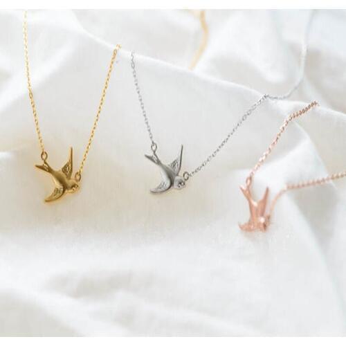 30PCS/lot Fashion Rose gold plating necklace Solid swallow necklaces for women wholesale