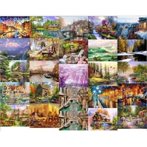Snowing senenery 14 Needlework,Sets For full Embroidery kits,Home decor 14/18/28ct /11ct white canvas,Dmc,Diy,Cross stitch