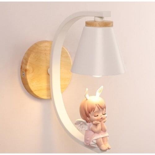 Childrens Room Baby Wall Lamp Nordic Living Room Bedroom Bedside Lamp Corridor Balcony Home Decor Angel Wall Light Fixtures