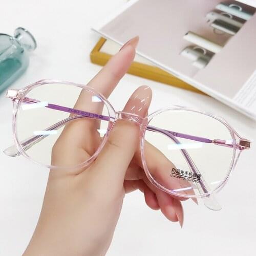 New Oversized Trendy Women Office Anti Blue Light Transparent Computer Glasses Cat Eye Alloy Female Men Blue Blocking Eyeglasses