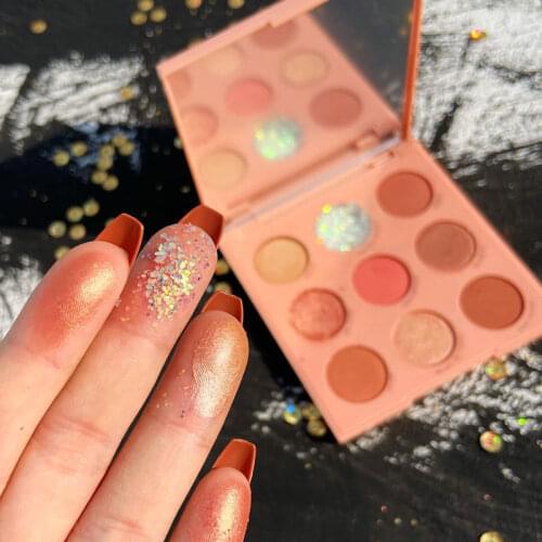 Waterproof Eyeshadow Palette 9 Colors Matte Glitter Long Lasting Eyeshadow Pigment Diamond Glitter Nude Shimmer Makeup Pallete