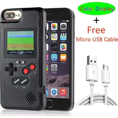 Full Color Display Game phone Case for iPhone X Xs Max XR 7 8 6 6S Plus Handheld 3D Retro Gameboy Case Cover with 36 Small Games