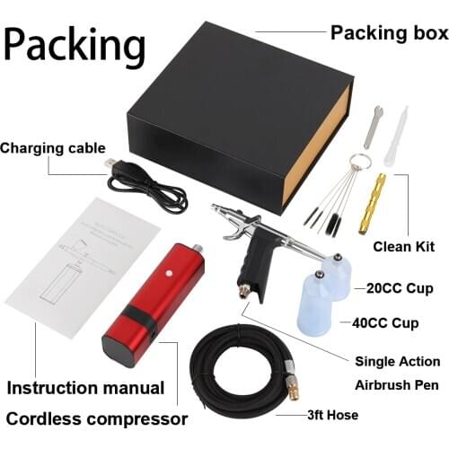 Portable Airbrush Kit with Gravity Trigger Type Spray Gun for Art Model Body Paint Artist Makeup Nail Tattoos Cake Tools